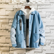 Load image into Gallery viewer, new Hooded  denim jacket men&#39;s men&#39;s hip hop men&#39;s retro denim jacket jacket street casual bomber jacket Harajuku fashion coat