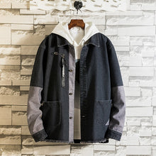 Load image into Gallery viewer, new Hooded  denim jacket men&#39;s men&#39;s hip hop men&#39;s retro denim jacket jacket street casual bomber jacket Harajuku fashion coat