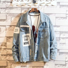 Load image into Gallery viewer, new Hooded  denim jacket men&#39;s men&#39;s hip hop men&#39;s retro denim jacket jacket street casual bomber jacket Harajuku fashion coat