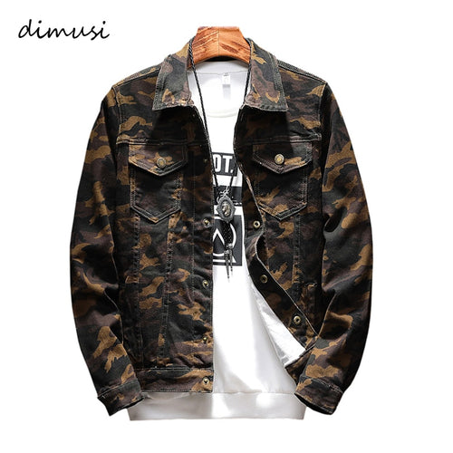 DIMUSI Mens Jackets Fashion Men Anorak Hip Hop Street Wear Jeans Jackets Men's Camouflage Denim Jacket Cowboy Coats 5XL,YA772